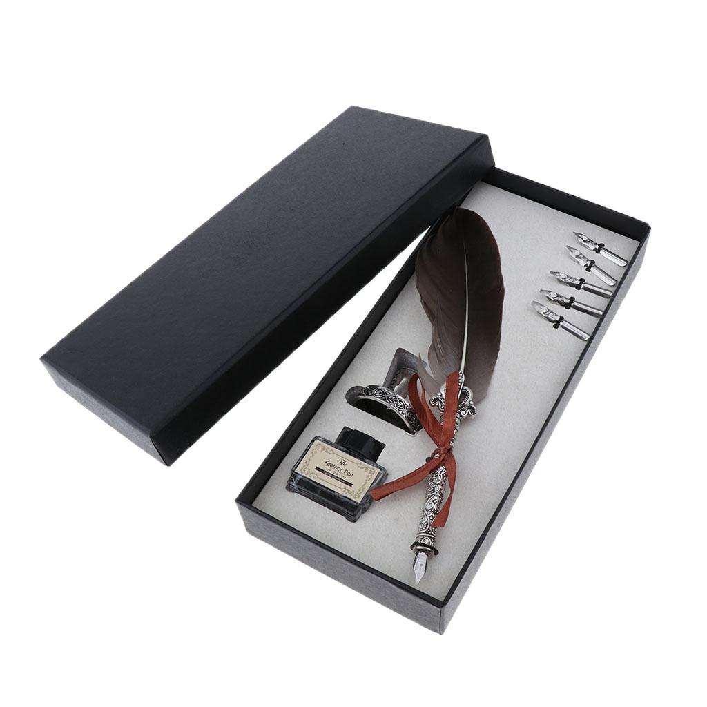 Set Pena Antik dengan Bulu unt - Fountain Pen Bottled Ink ulasan dan harga